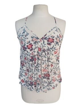 American Eagle Outfitters White Floral Spaghetti Strap Cami